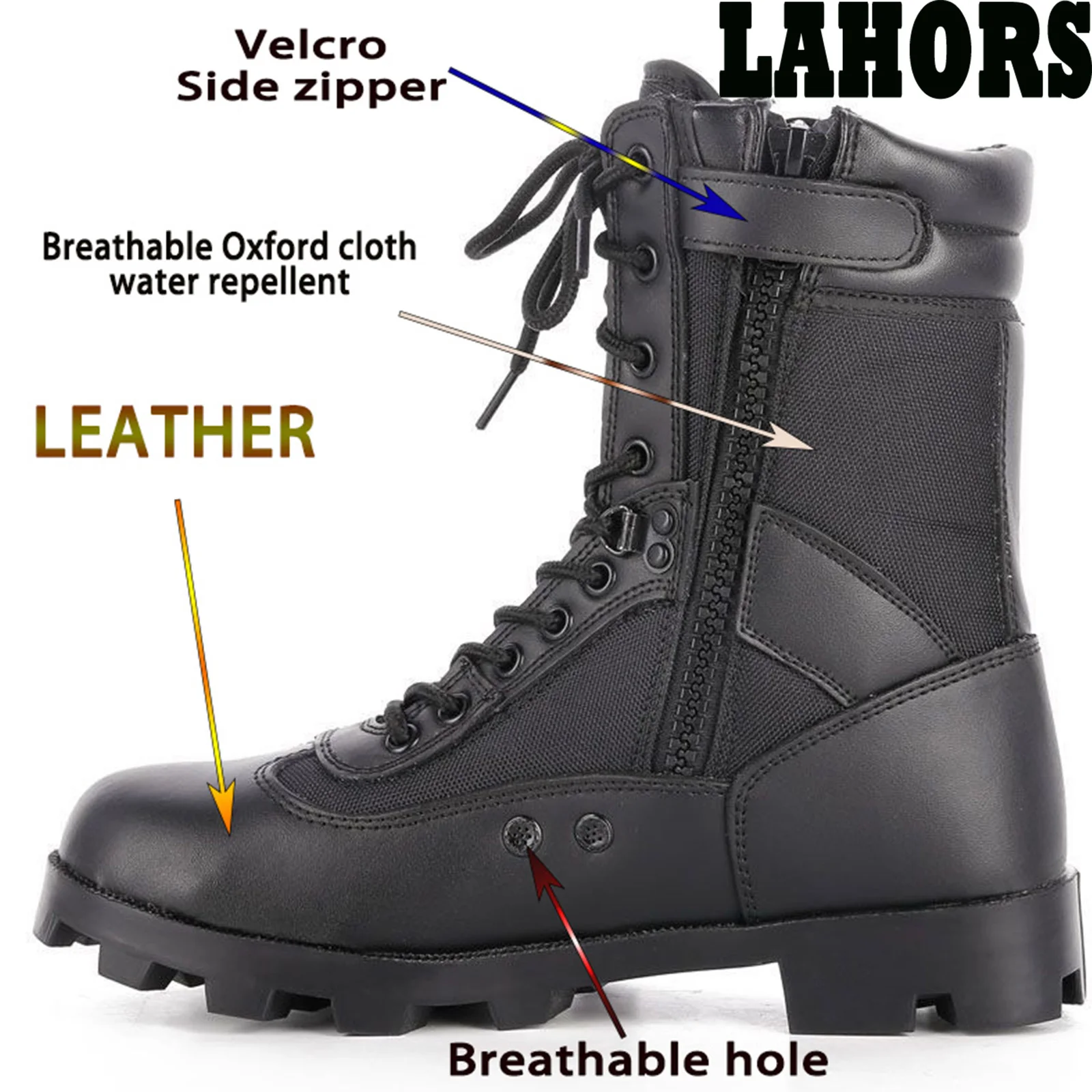 

LAHORS Cowhide Man Tactical Boots Sport Hiking Shoes Outdoor Ankle Desert Combat Boots Work Safety Shoes Botas Hombre