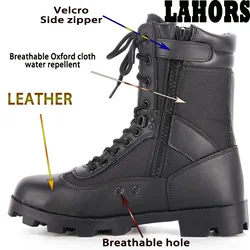 LAHORS Botas tácticas de piel de vaca para hombre desierto aire libre