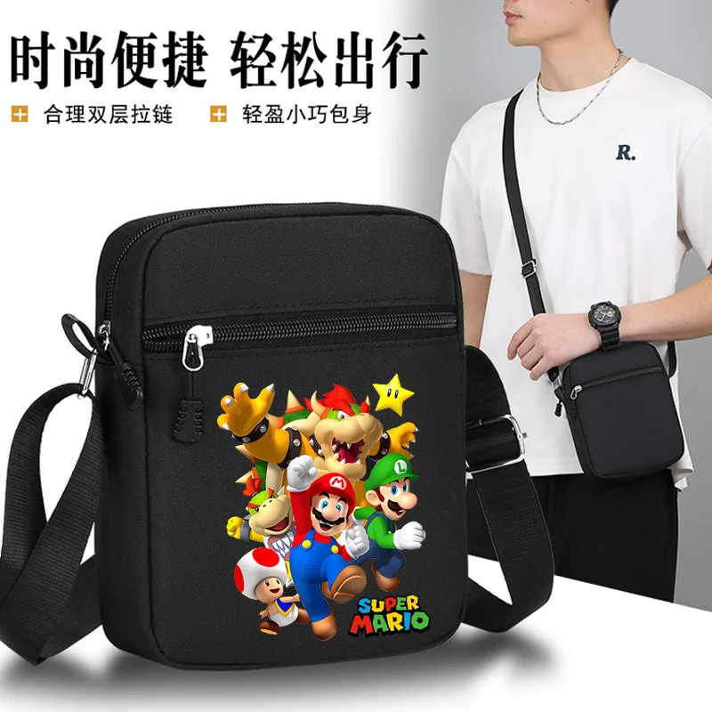 

Super Mario Bros Crossbody Bag Men Sport Casual Shoulder Pocket Oxford Cloth Classic Cute Game Printed Mobile Phone Pouch Gift