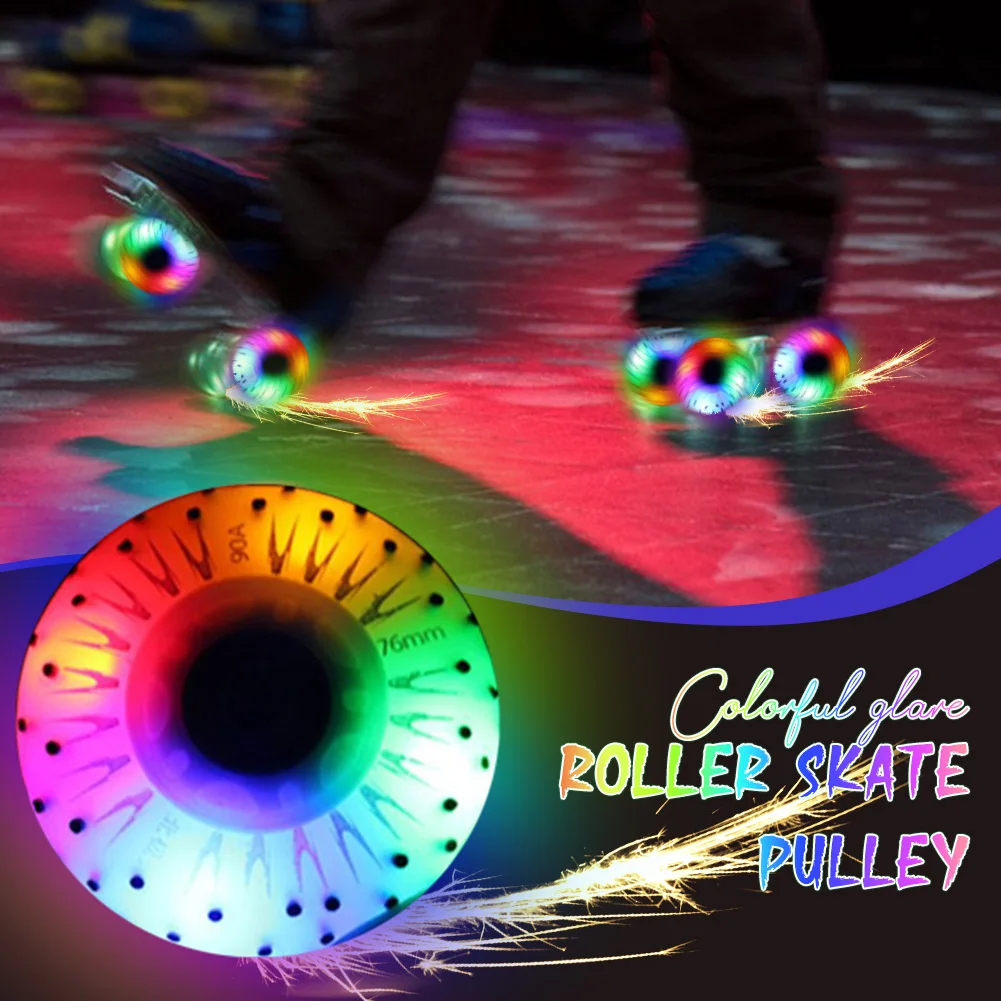 72/76/80mm Flashing Rolleres Skating LED Luminous Flashing Inline Roller Skates Shoes Wheels Roller Para Patins