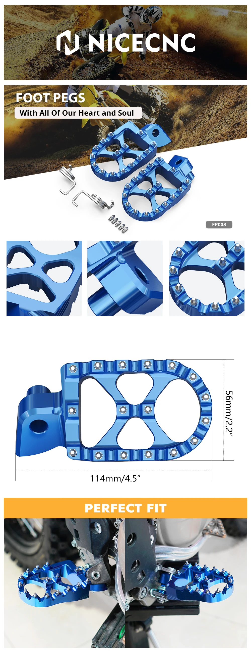 Fußrasten Fußrasten Fußrasten Pins Für Yamaha YZ125 YZ250 WR250F WR450F YZ65 YZ85 YZ250F YZ450F YZ125X YZ250X YZ250FX YZ450FX – Detail 1