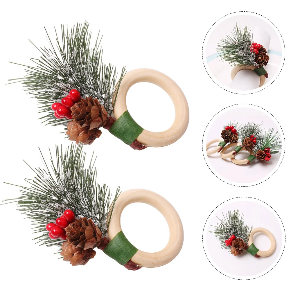 

6Pcs Christmas Napkin Rings Pine Cone Holders Elegant Tableware for Festive Occasions Home Hotel Restaurant Party Decorations