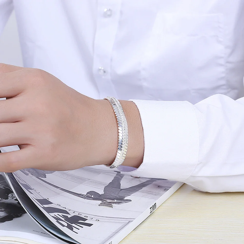 925  Silver 10MM Snake 21.5cm Noble Wedding for WOMEN MEN Noble Fashion Jewelry Mens Chain Bracelet