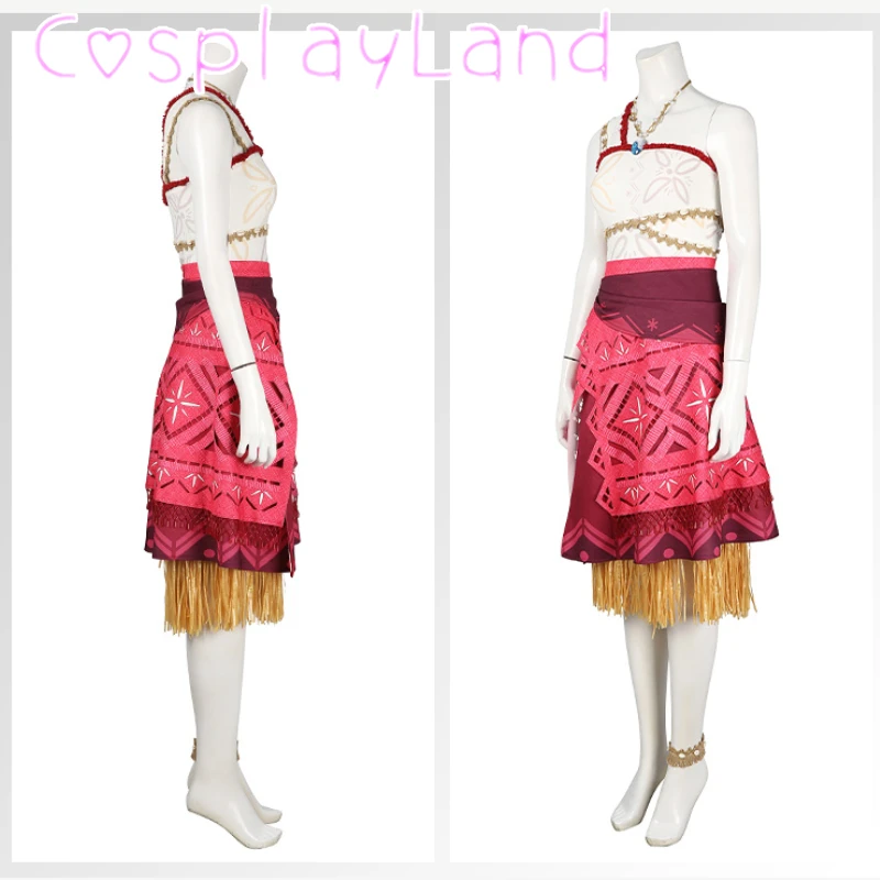 فستان موانا أزياء تنكرية للصيف والشاطئ تنورة علوية إكسسوارات فستان الأميرة موانا للهالوين وعيد الميلاد فستان لعب الأدوار