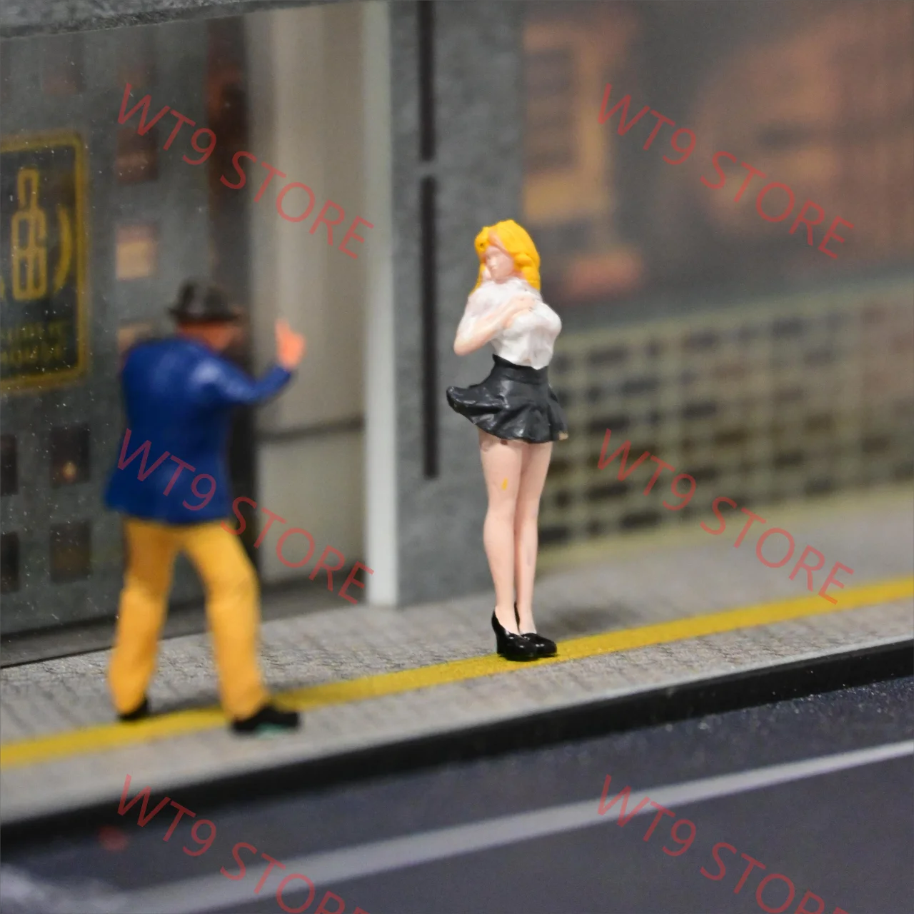 Diorama 1/64 Miniatuur Straat Foto Figuur Model Hars Miniatuur Figuren Collectible Speelgoed DIY Minifiguren Auto Garage Scène