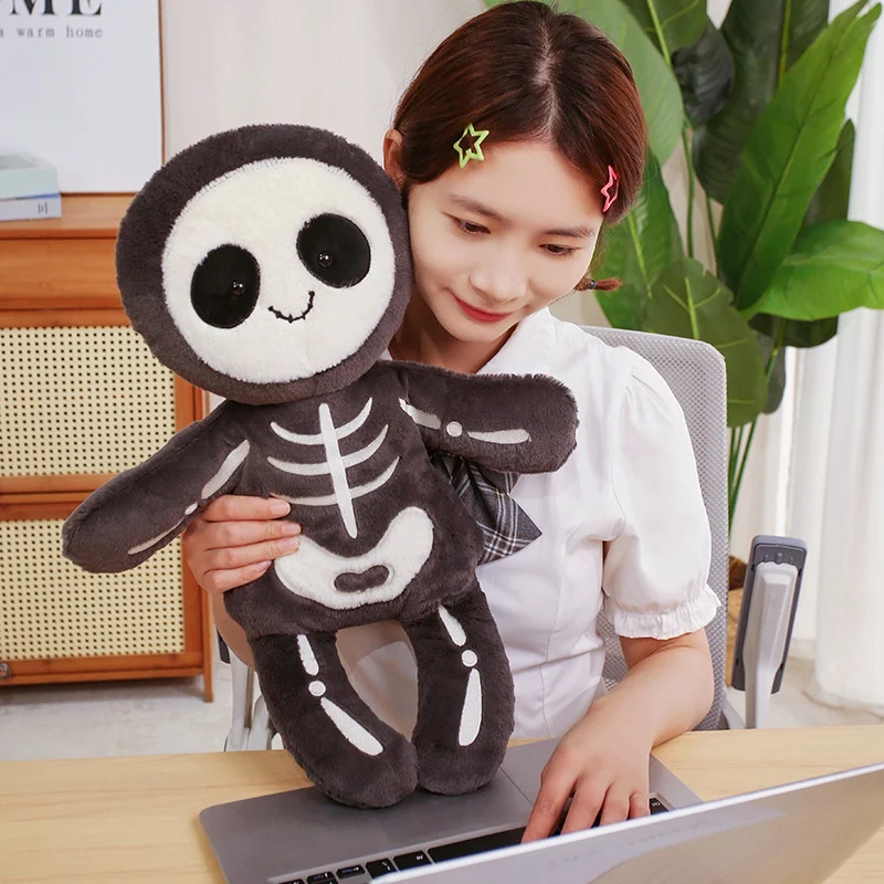 

Kawaii Black Devil Skeleton Plush Toys Creative Stuffed Animal Gothic Skull White Mummy for Kids Halloween Gifts Holiday Decor