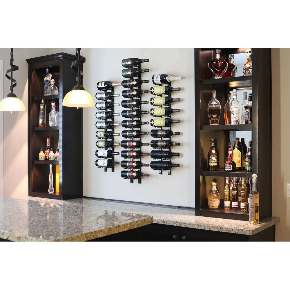 Ultra Wine Racks Wall Mounted Label-Out Wine Racks (4 Foot 1 Deep, Matte Black, 12 Wine Bottles) - Modern Metal  Storage, Mo