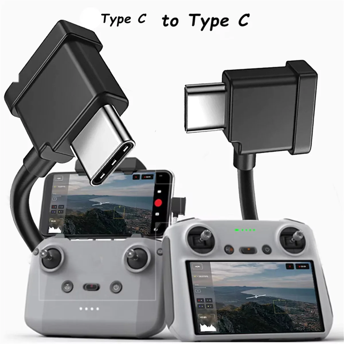 L68A USB-C to Type-C Data Cable 15cm Right Angle Connector Cord for DJI Mavic Air 2 Mini 2