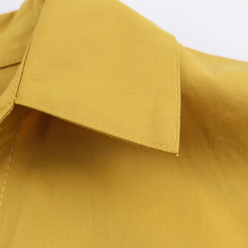 Autumn Turn-down collar Short Sleeve Midi Long Dress Women Belted Decoration Poplin Shirt Style Dress Female Casual Wear 2025