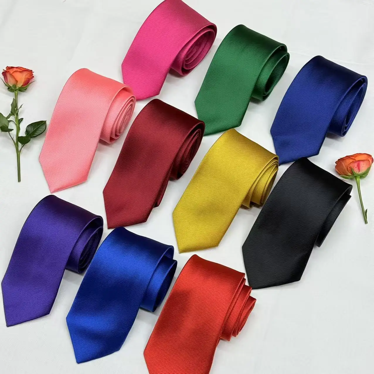 

Men's fine twill solid color tie business wedding work interview work clothes with suit shirt black striped dress