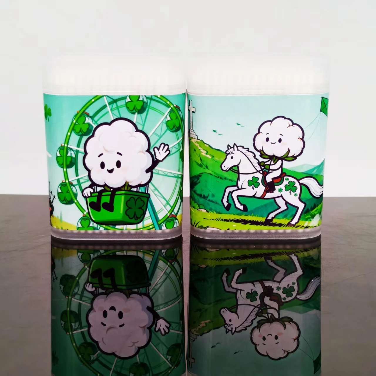 200 peças/400 peças cotonete de algodão com tema do dia de São Patrício cotonete de algodão branco de eixo fino cotonete de presente