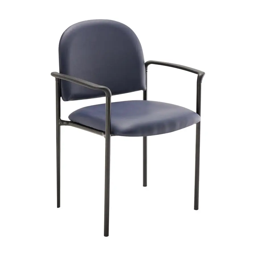 

Tiffany Side Reception Chair with Armrests, Stackable Vinyl Waiting Room Chair for Commercial or Residential Use, Navy