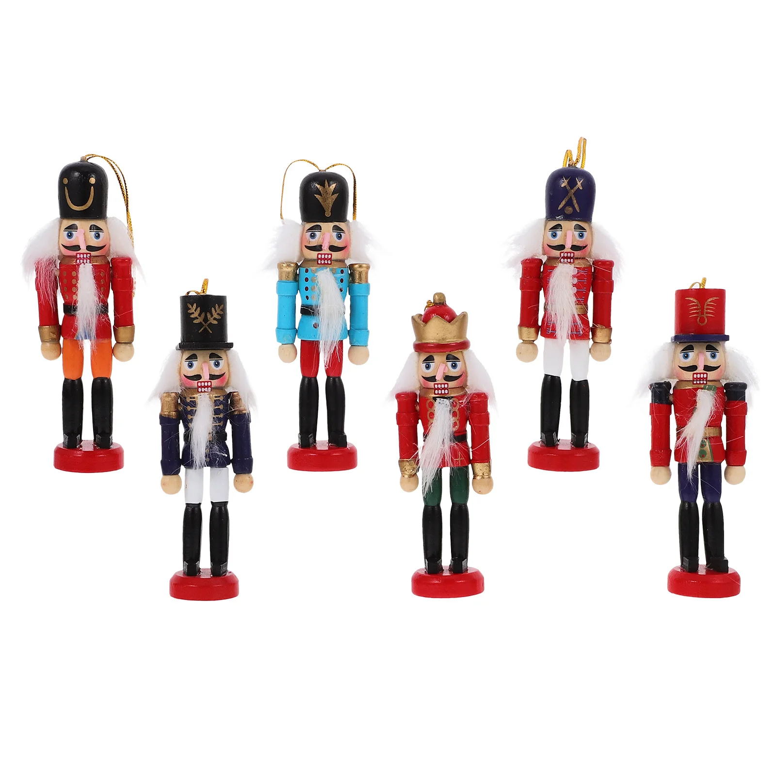 

6Pcs Wooden Nutcracker Hanging Decorations Bright Colors Xmas Tree Ornaments Festive Holiday Decor Nutcracker Ornaments
