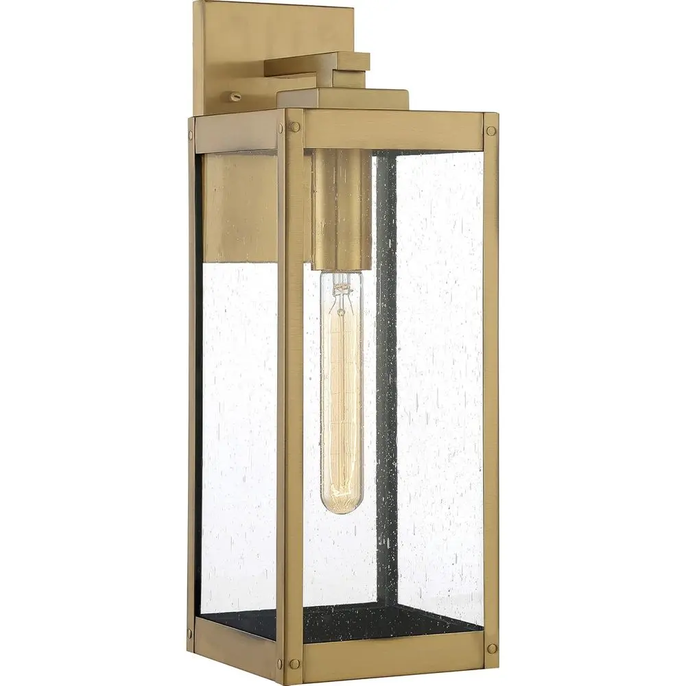 

17 Inch Antique Brass Outdoor Wall Sconce with Clear Seeded Glass, 1-Light Fixture, Suitable for Industrial Style Porch, Patio,