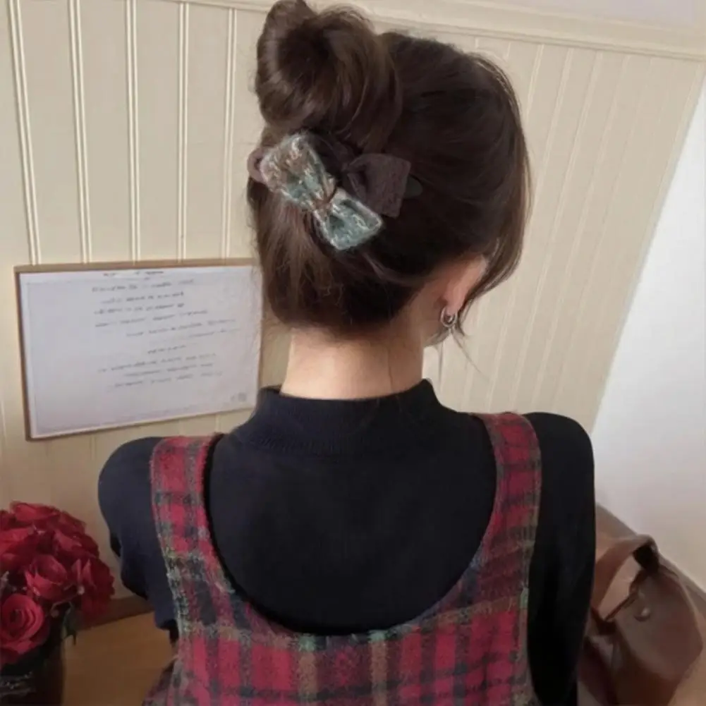 Long-lasting Hairstyle Clip Girl Hairpin Double Bowknot Decor Soft Felt Autumn Winter Hair Clip Size Back Head Hair for Girls