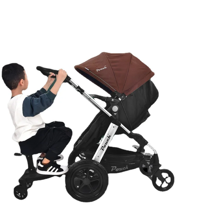 Universal 2 in 1 Stroller Glider Board Buggy Wheeled Pushchair with Detachable Seat Step Board Pedal Black