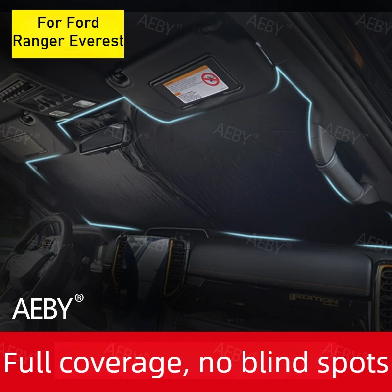 For Ford Ranger Everest 2022-2026 Heat shield UV reflective,Double layer reflective windshield sunshade,Foldable,Accessories