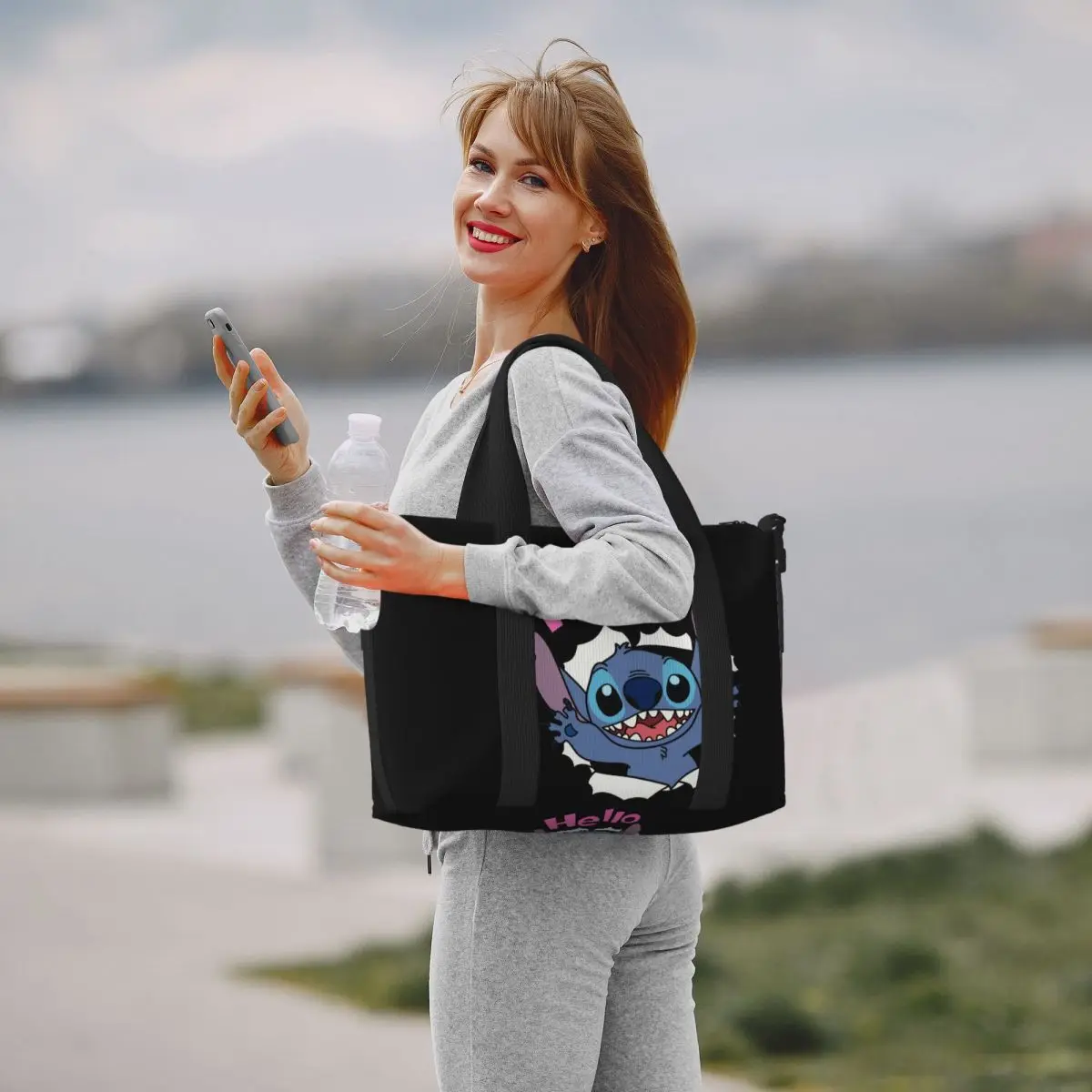 Custom Stitch Anime Beach Tote Bag Women Extra Large Gym Carry On Travel Shopping Bags