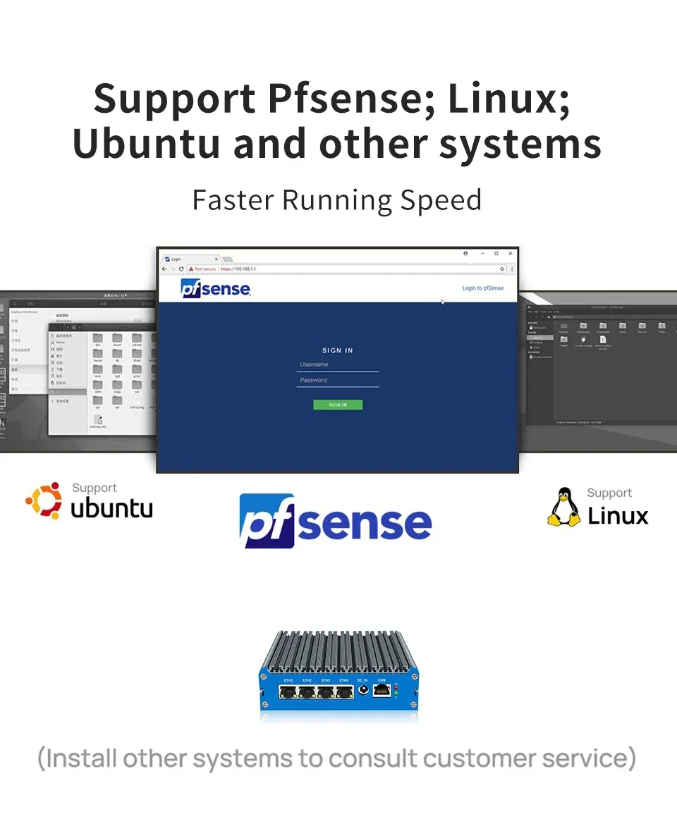 جهاز كمبيوتر صغير pfSense للجدار الناري ، G48S ، بحيرة N100 ، جهاز توجيه لين ، DDR5 ، 8 جيجابايت ، GB ، NVMe SSD ، 4 * ung G ، LAN i226 ، ESXI ،