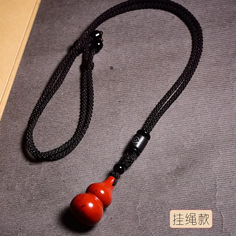 Colgante de calabaza de bambú rojo Natural para hombres y mujeres, amuleto de piedra de sombra, joyería de piedra amarga, collar de la suerte, joyería de lujo