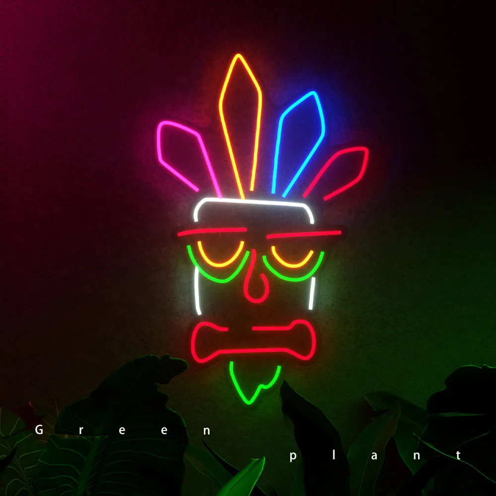 LIUNHO Neon Light Indians Tiki Room Decor Wall Lamp Led Night Light Bedroom Decoration Totem Leader Neon Sign Cloud Lamp