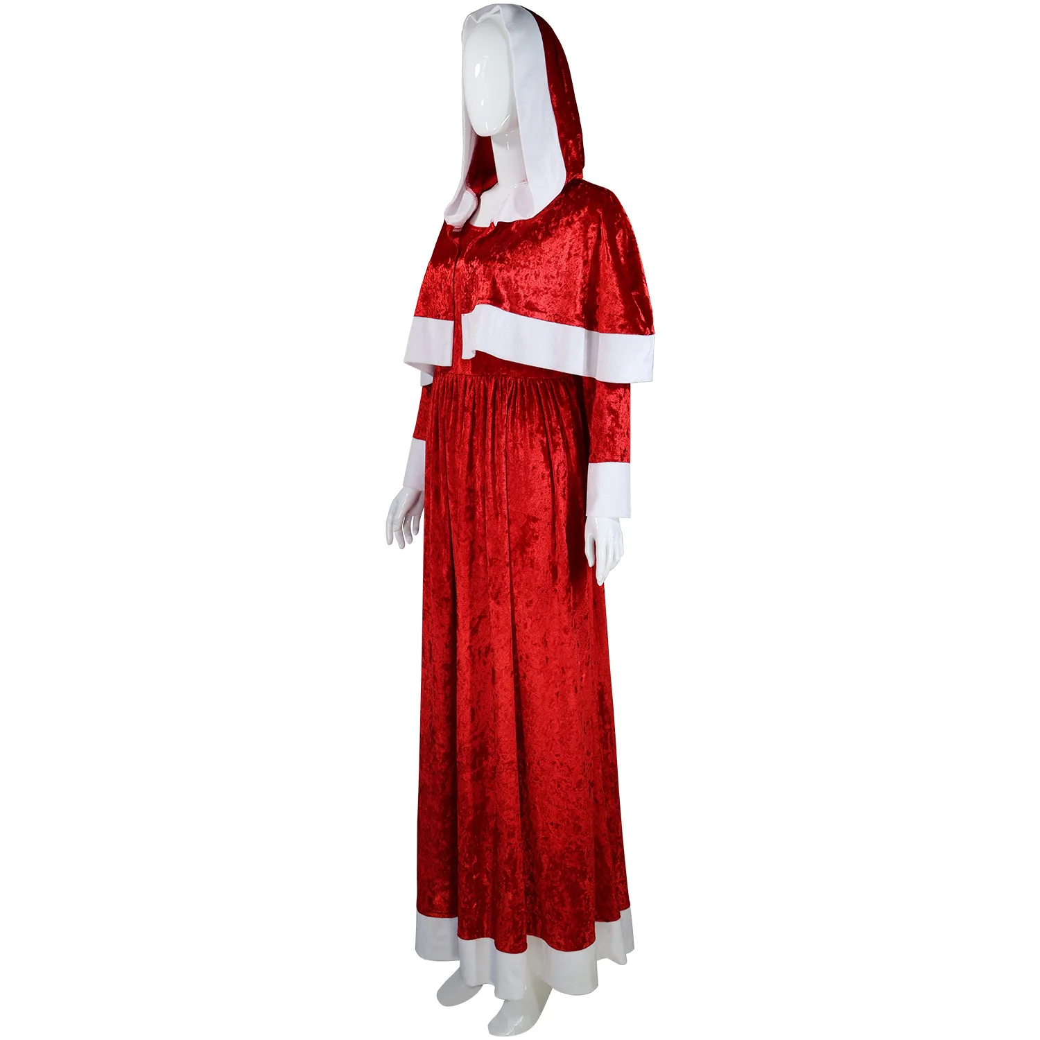 Santa Claus Cloak Cosplay Costume Red Velvet Long Capes with Hat Party Dress Christmas Women Men Adult Boy Girl Halloween