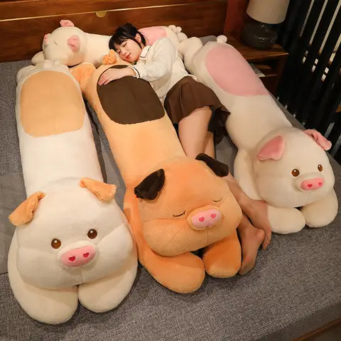 Huge Pig Plush Toy Stuffed Animal Plushies Giant Long Pug Sleeping Pillow Fluffy Doll Soft Kid Birthday Gift Home Decor