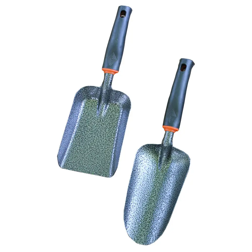 2Pcs Gardening Soil Loosening Shovels Iron Thickened Handheld Spades Ergonomic Non-Skid Handle Transplanting Planting Tools