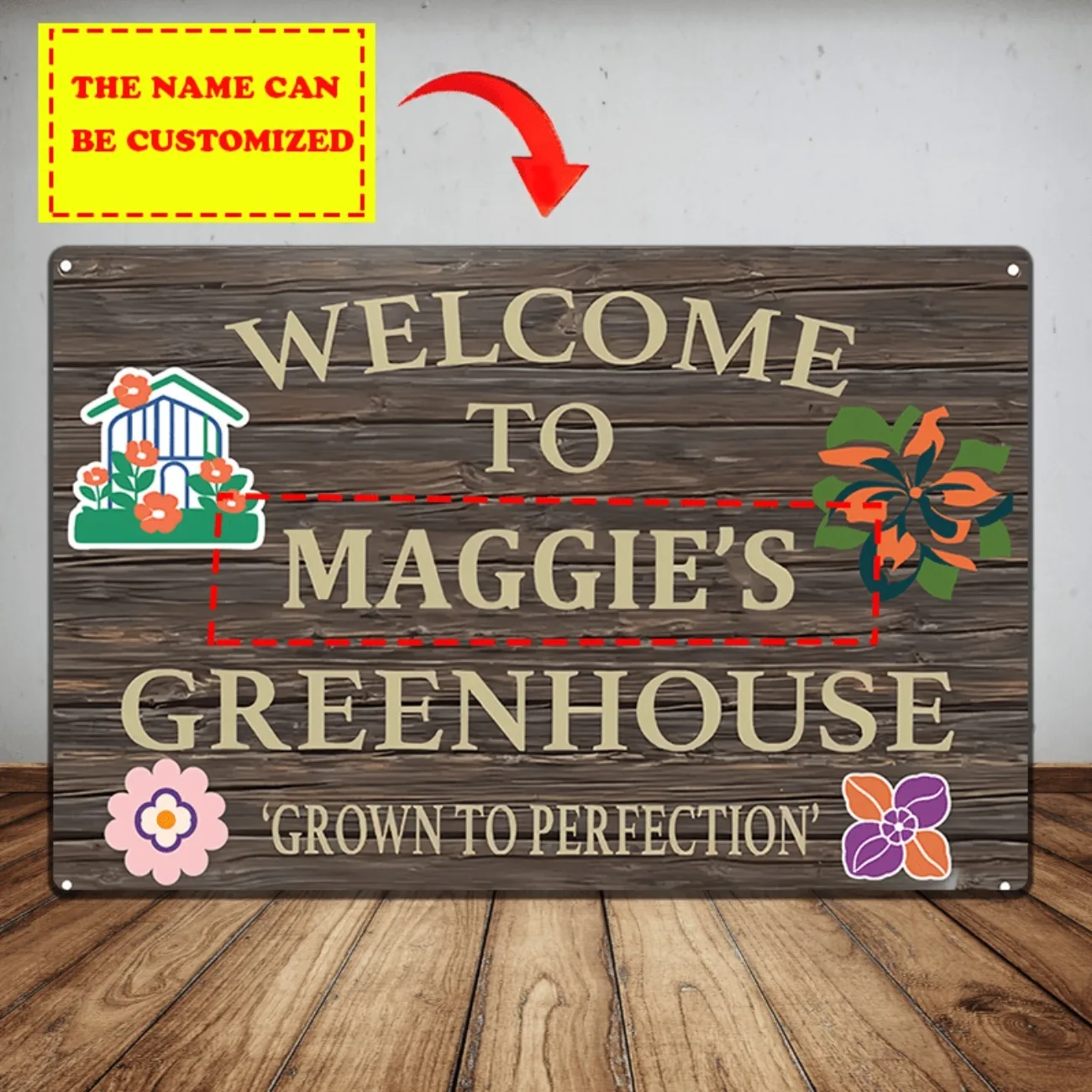 CIFbuy 1 Customizable Wood-Effect Metal Sign,Personalized Wall Art Home Farmhouse Cafe Garage Decor (Only For Decoration)