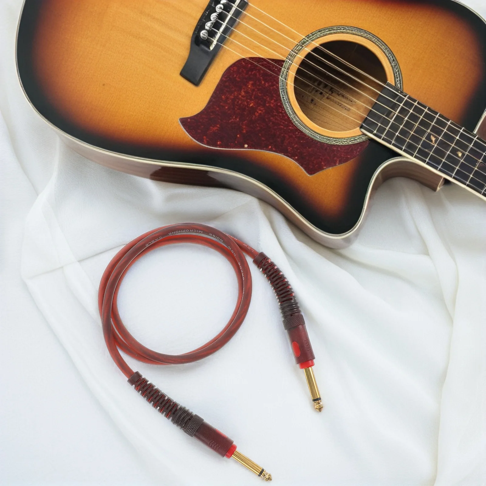 

Dual 6.5mm Plug Microphone Cable Male to Male Audio Line 1M Brown Stable Transmission Clear Sound Quality Extension Design