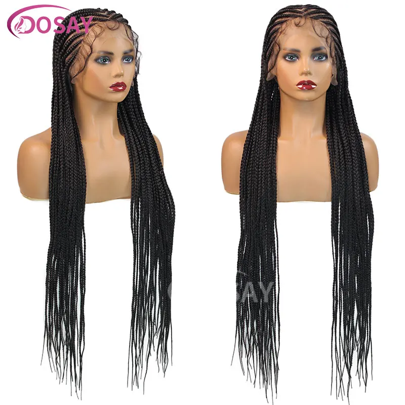 Jgreeting-Perruque synthétique tressée pour femmes noires, tresses Cornrow, perruques tressées au point, tresses tribales, perruques avant en dentelle complète, 36 po