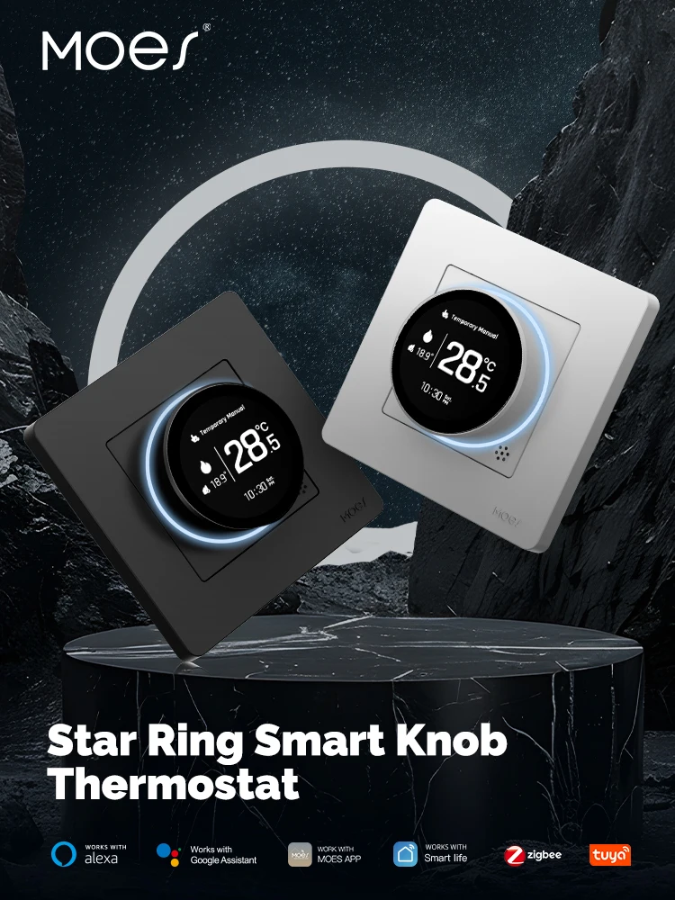 MOES Tuya ZigBee Smart Knob Thermostat Star Ring Serie Temperatur Controller Wasser Kessel Elektrische Heizung Mit Alexa Google