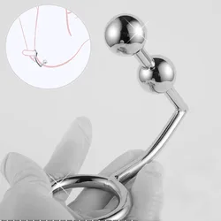 Stainless Steel Anal Hook Male Chastity Cock Ring with Anal Plug Balls Butt Plug Sex Toys for Men Strap on Prostate Massager