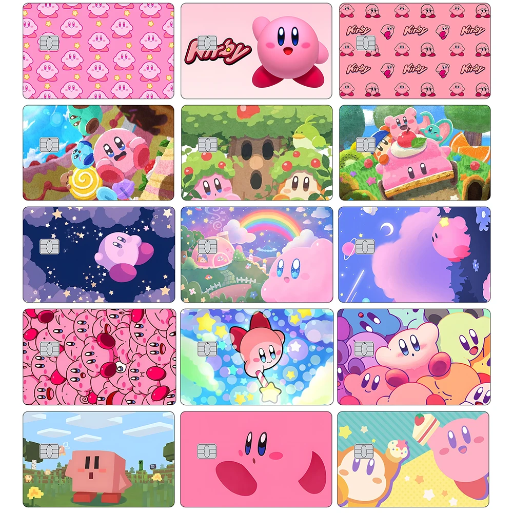 ملصقات جلدية لطيفة لبطاقة الائتمان، ملصق كيربي غير لامع مناسب لبطاقة البنك VISA JCB Master وبطاقات IC المغناطيسية الأخرى