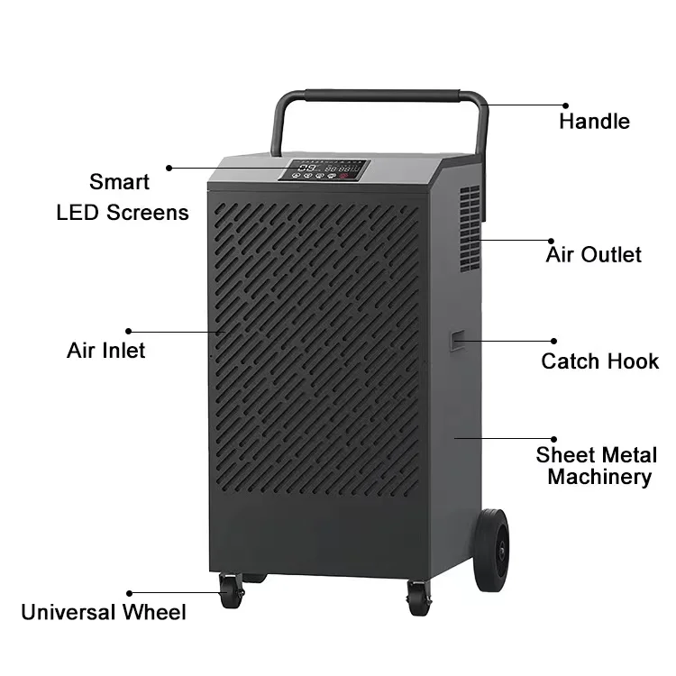 Commercial dehumidifier industrial repair dehumidifier 100L large capacity water tank, suitable for basement warehouse