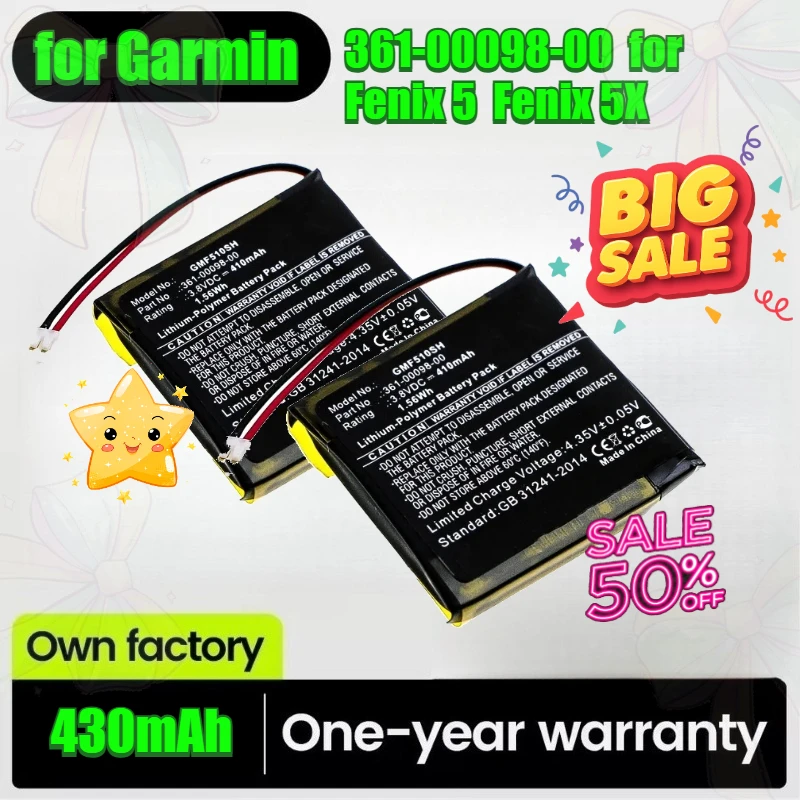 Replacement Battery 361-00098-00 for Garmin Fenix 5 Fenix 5X Running Smart Watch Battery High Qualty 430mAh