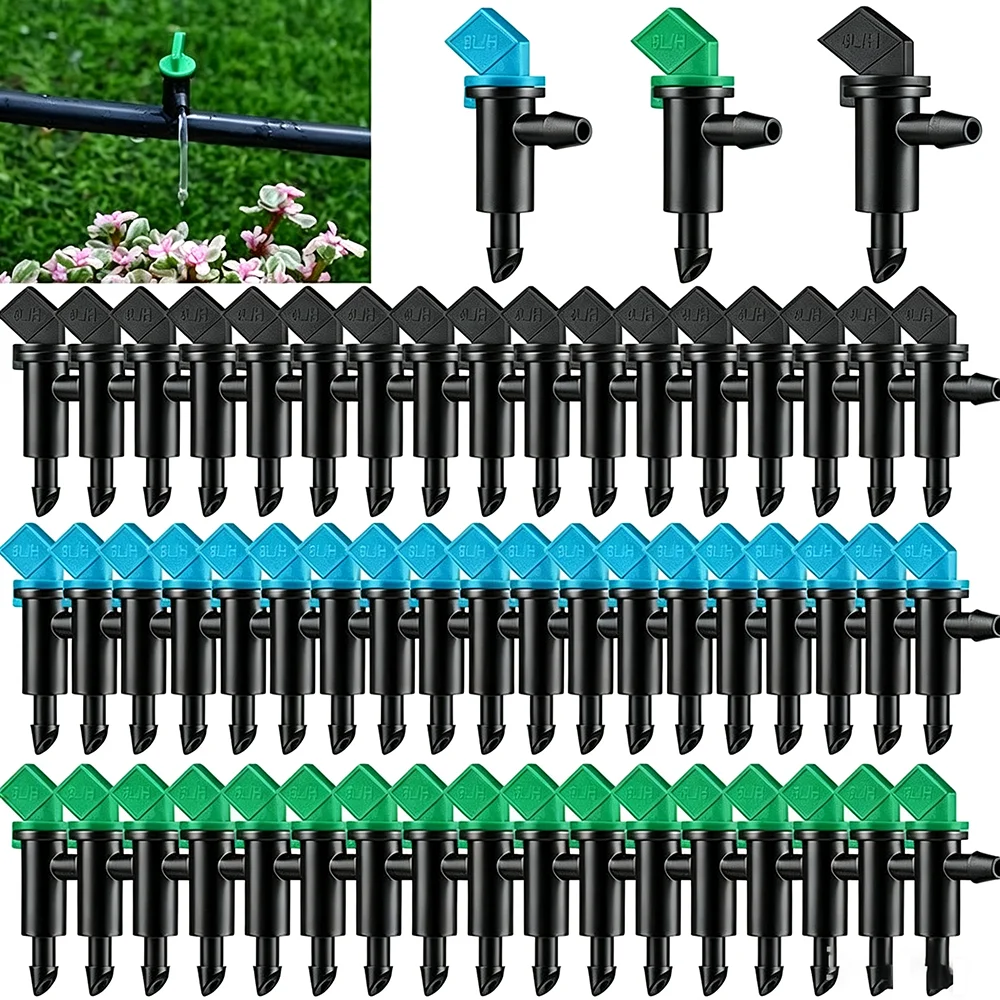 Micro-arroseur goutte-à-goutte réglable, 50 pièces, 4/7mm, émetteur, drapeau de jardin, goutteurs d'irrigation pour cour, serre, système d'arrosage de jardin