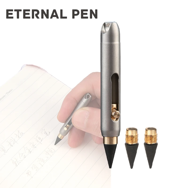 Graphite Alloy Eternal Pen Mini Titanium Alloy Non-sharpening Erasable Pencil Portable Key Pendant Pocket Pen Emergency Writing