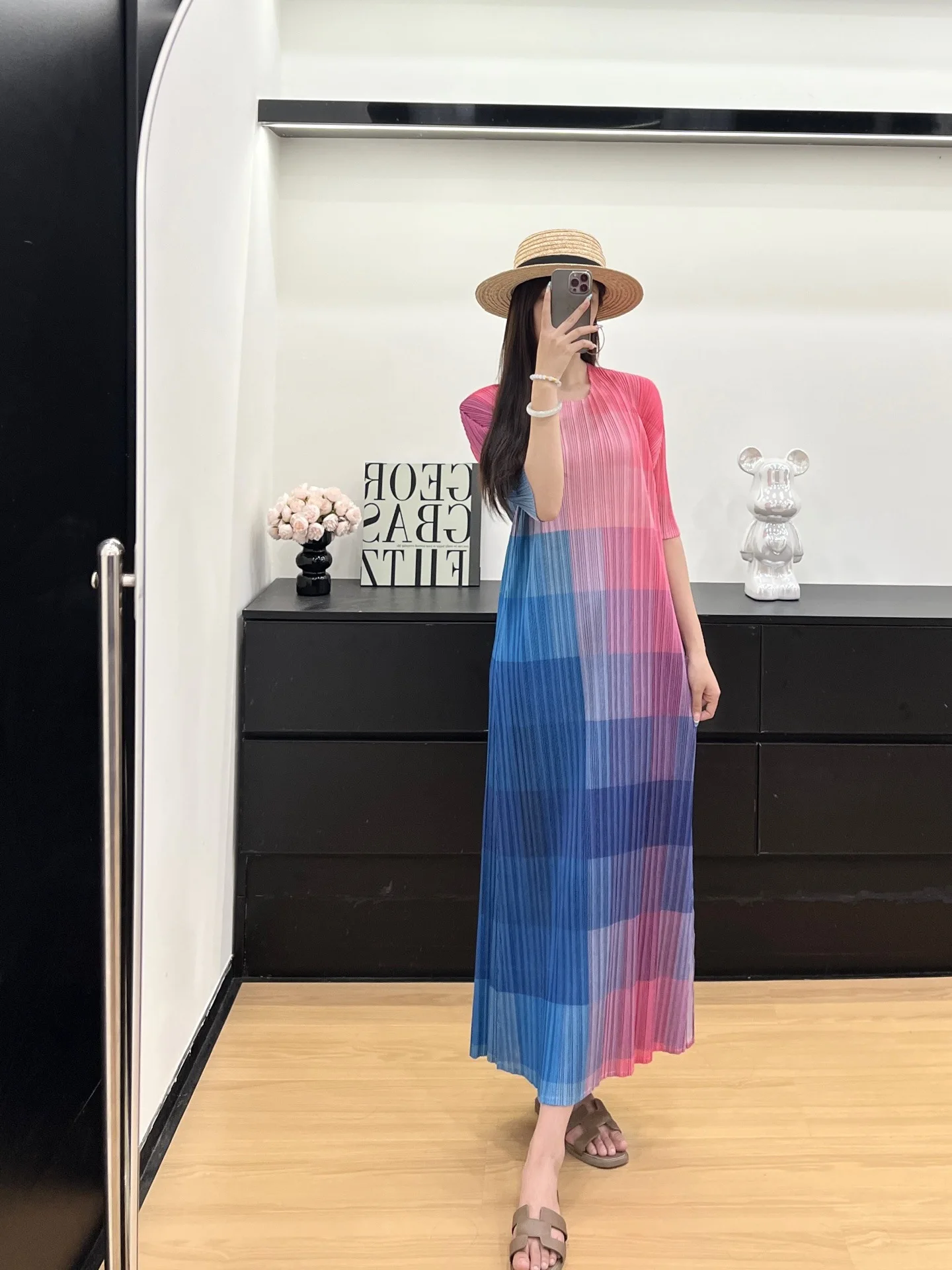 

Miyake Pleas Please Женское многоцветное фотонное платье Ослепительная мода