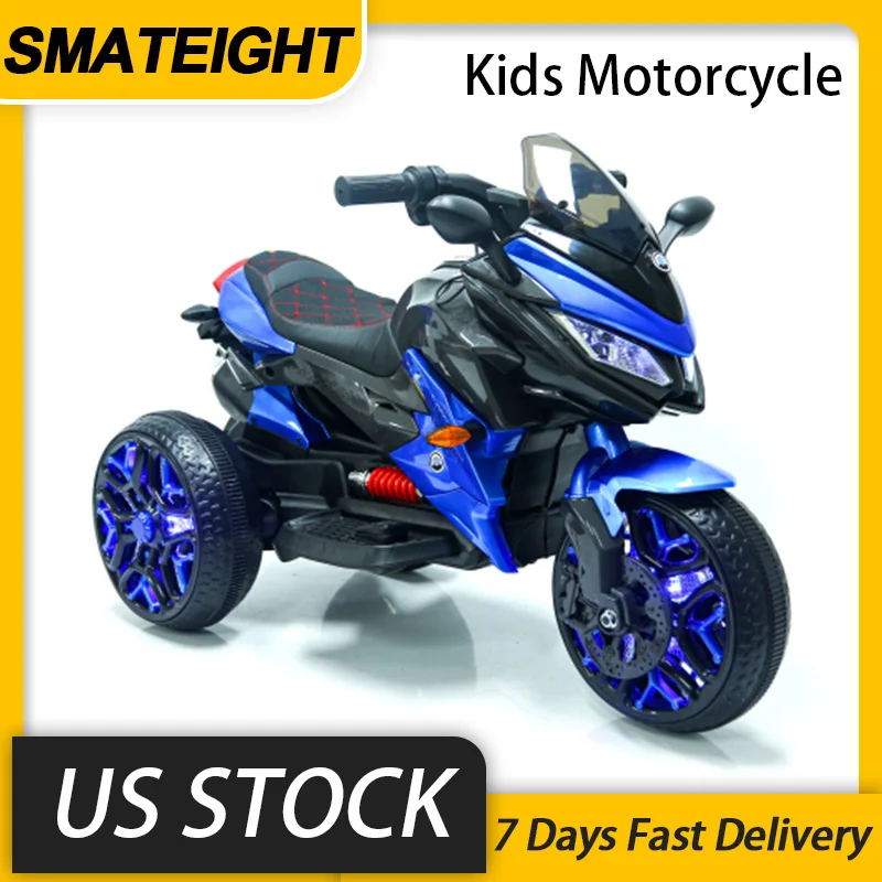 

12V Ride-On Motorcycle 3-Wheel Electric Motorbike PU Seat Manual Throttle Light-Up Training Wheels USB MP3 Christmas Gift