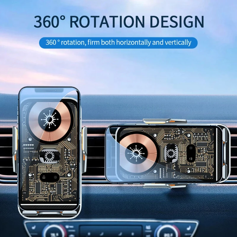 New Wireless charging car holder 360 ° rotation 15W Fast charging Air outlet phone holder for iPhone IR Sensing QI Quick Charger