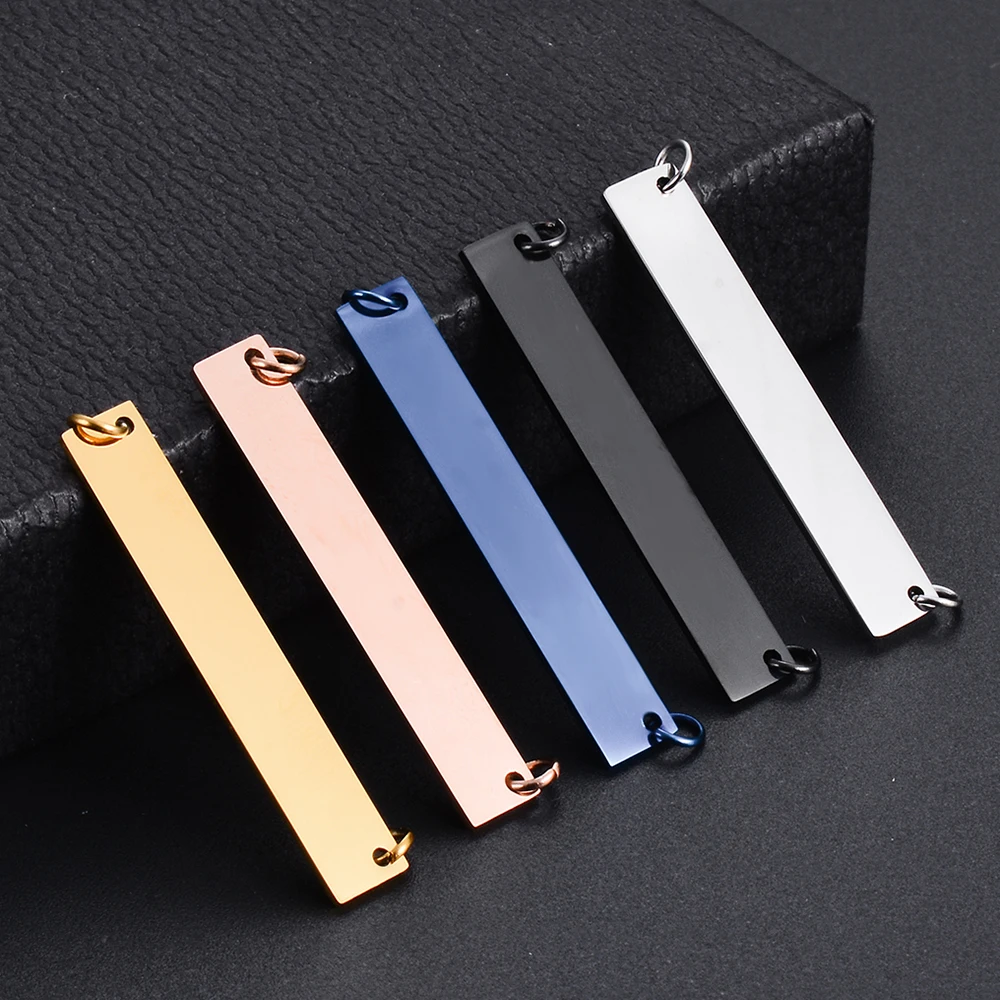 Wholesale 10 pcs Stainless Steel Rectangle 5 Colors Custom Name Dog Tags Pendant Engraved Name Necklace Jewelry Dropship