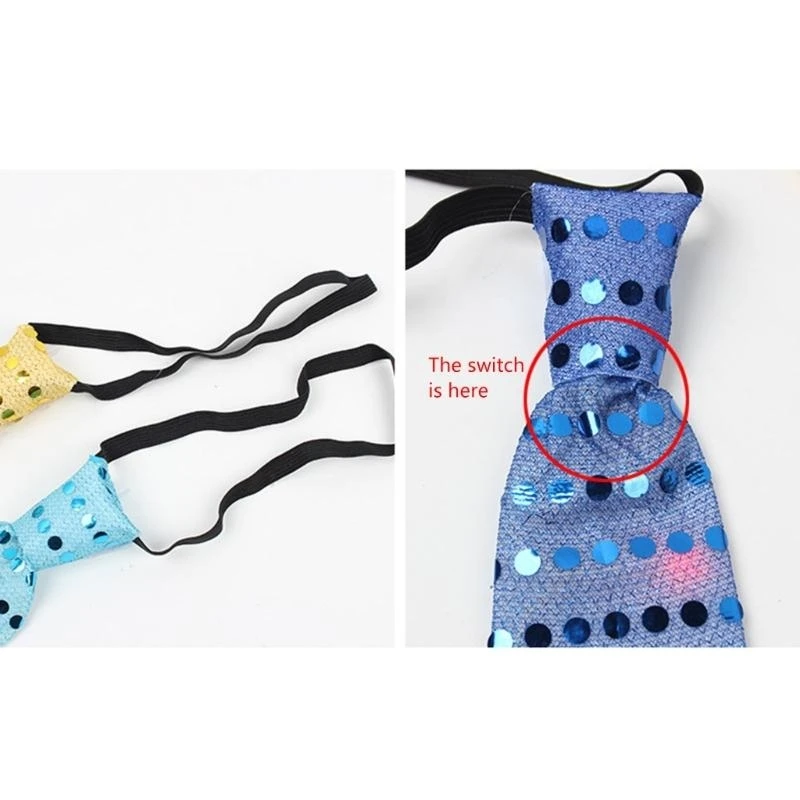 10pcs Glow Necktie Pre-tied Neckties Light up Neck Tie Luminous Tie Led Necktie