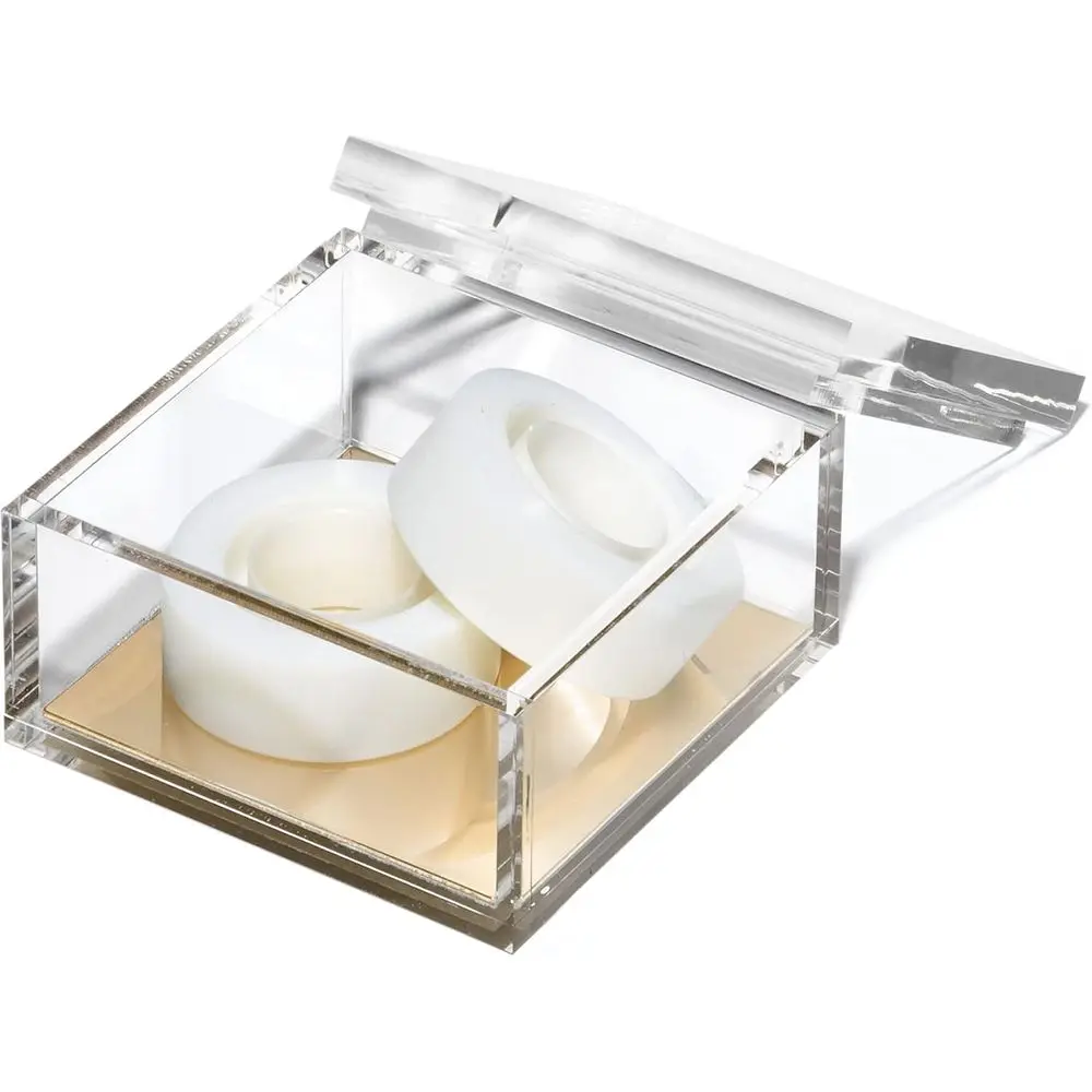 

Позолоченный акриловый настольный органайзер — стильный ящик для хранения для дома, офиса и туалетного столика — средний размер