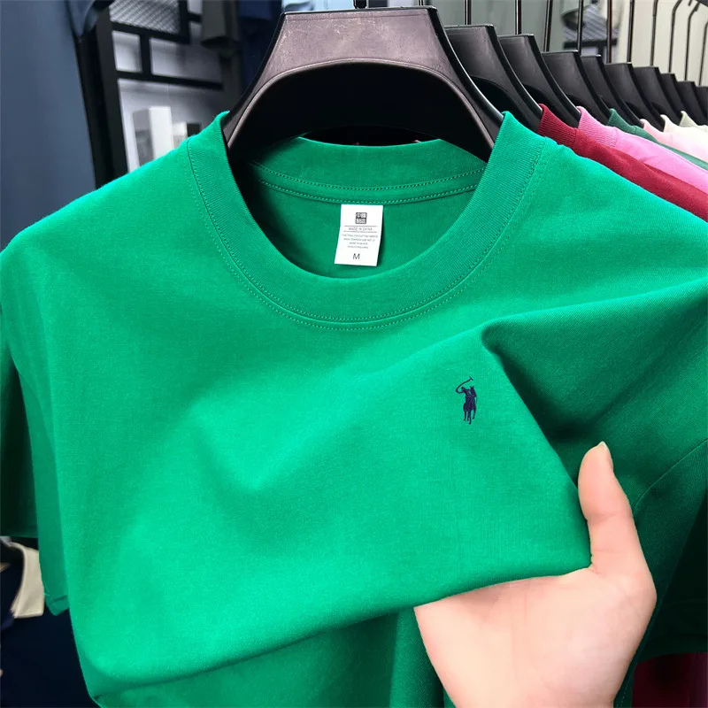 

100% cotton high-end short sleeve T-shirt summer designer brand pony embroidery round neck top fashion casual golf men's wear