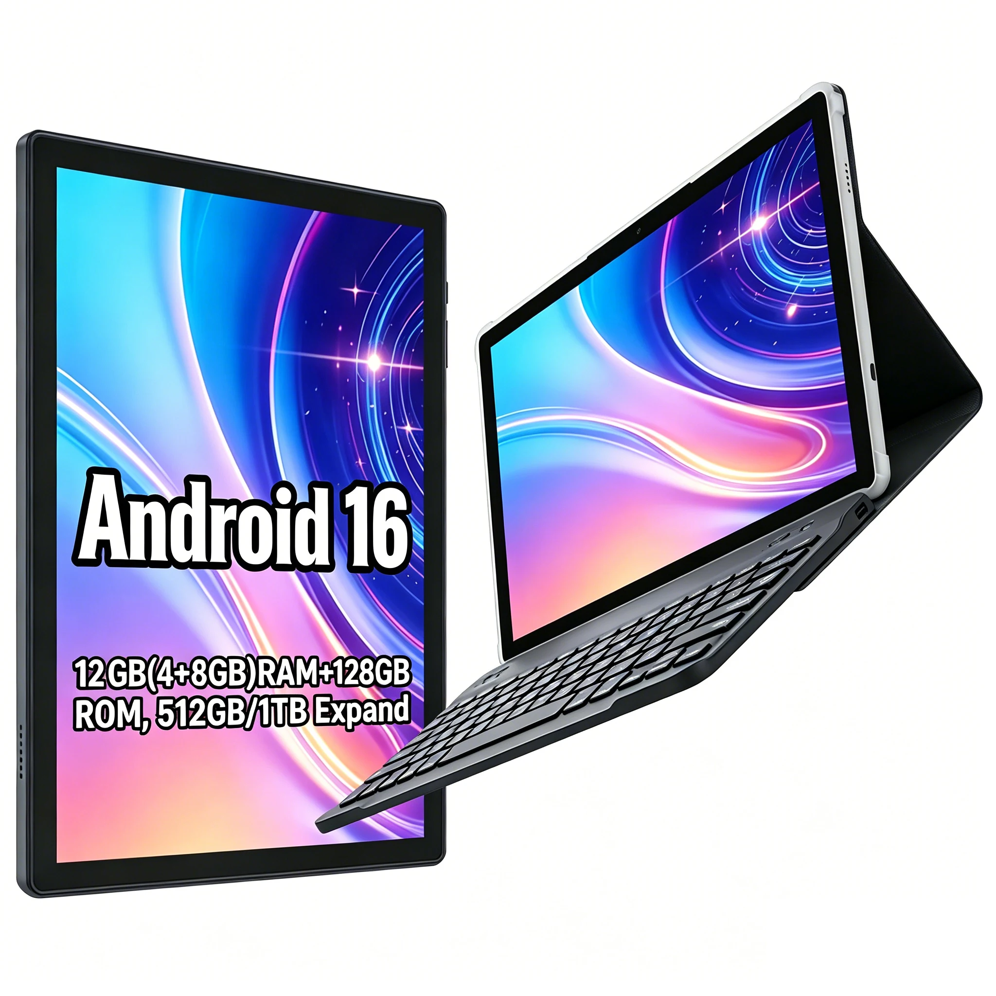 ANRY Android 16 Tablet 10.1 Inch 12GB(4GB+8GB Expand) RAM 128GB ROM Octa Core WiFi Bluetooth Student Learning Children Tablet