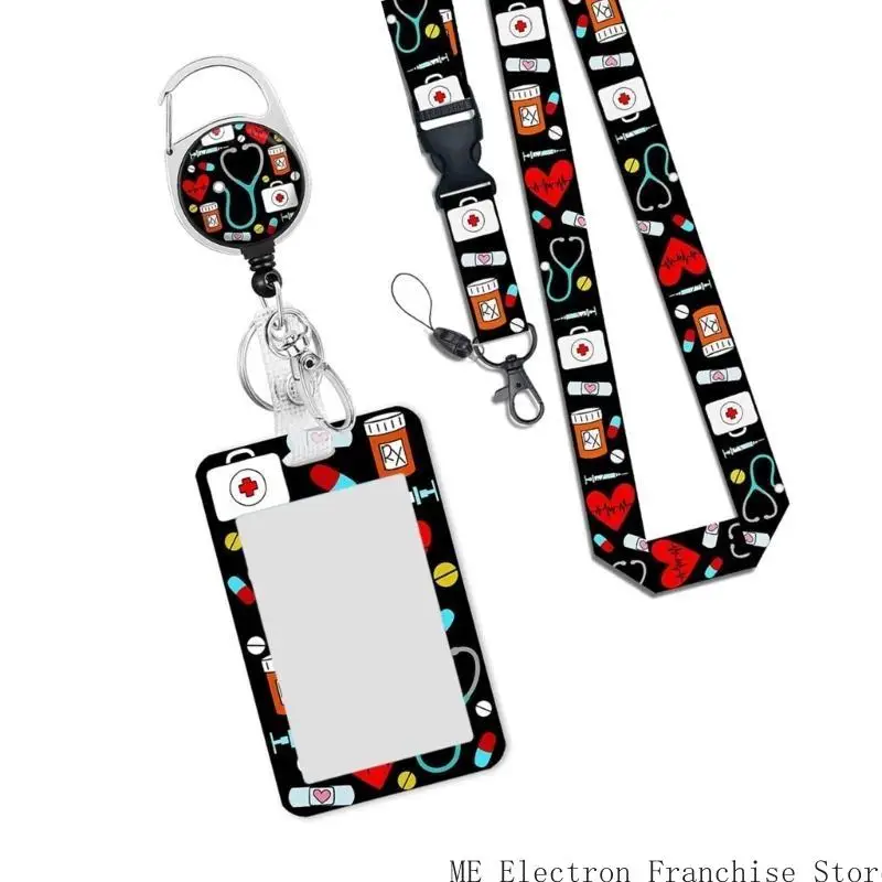 

Retractable Lanyard with Card Holder Water Resistant Identity Card Badge Holder with Lanyard Retractable Badge Reel Clip
