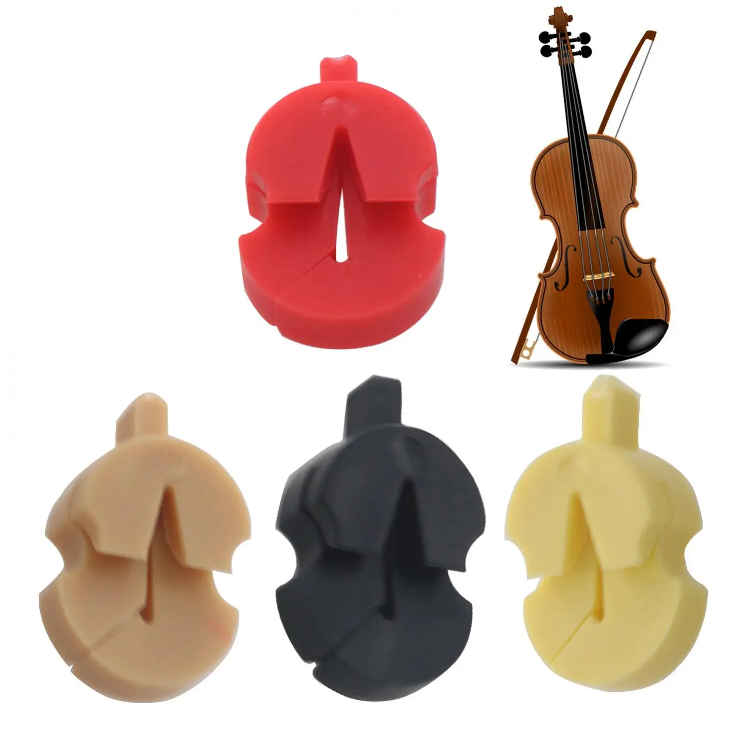 1 peça de borracha macia violino mudo prática mute acessórios prática instrumento stringed silenciador