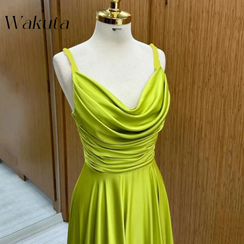 Wakuta American Retro Square Collar Off Shoulder Evening Dresses Elegant Floor Length A-line Spaghetti Party Vestidos De Fiesta