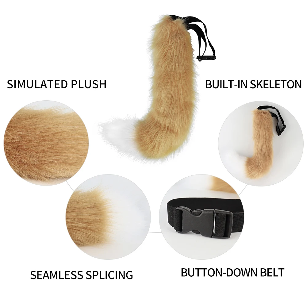 3PCS Halloween Fox Costume Set - Fluffy Ears, Adjustable Tail & Headband for Animal Theme Party Cosplay